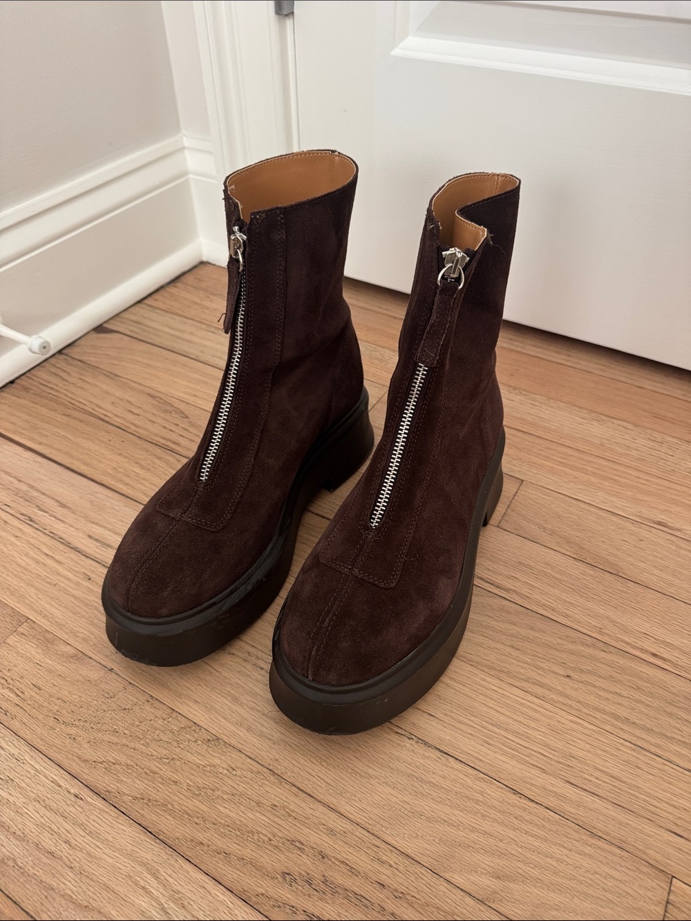 Steve Madden Jones Front-Zip Platform suede Boots - Dark Brown